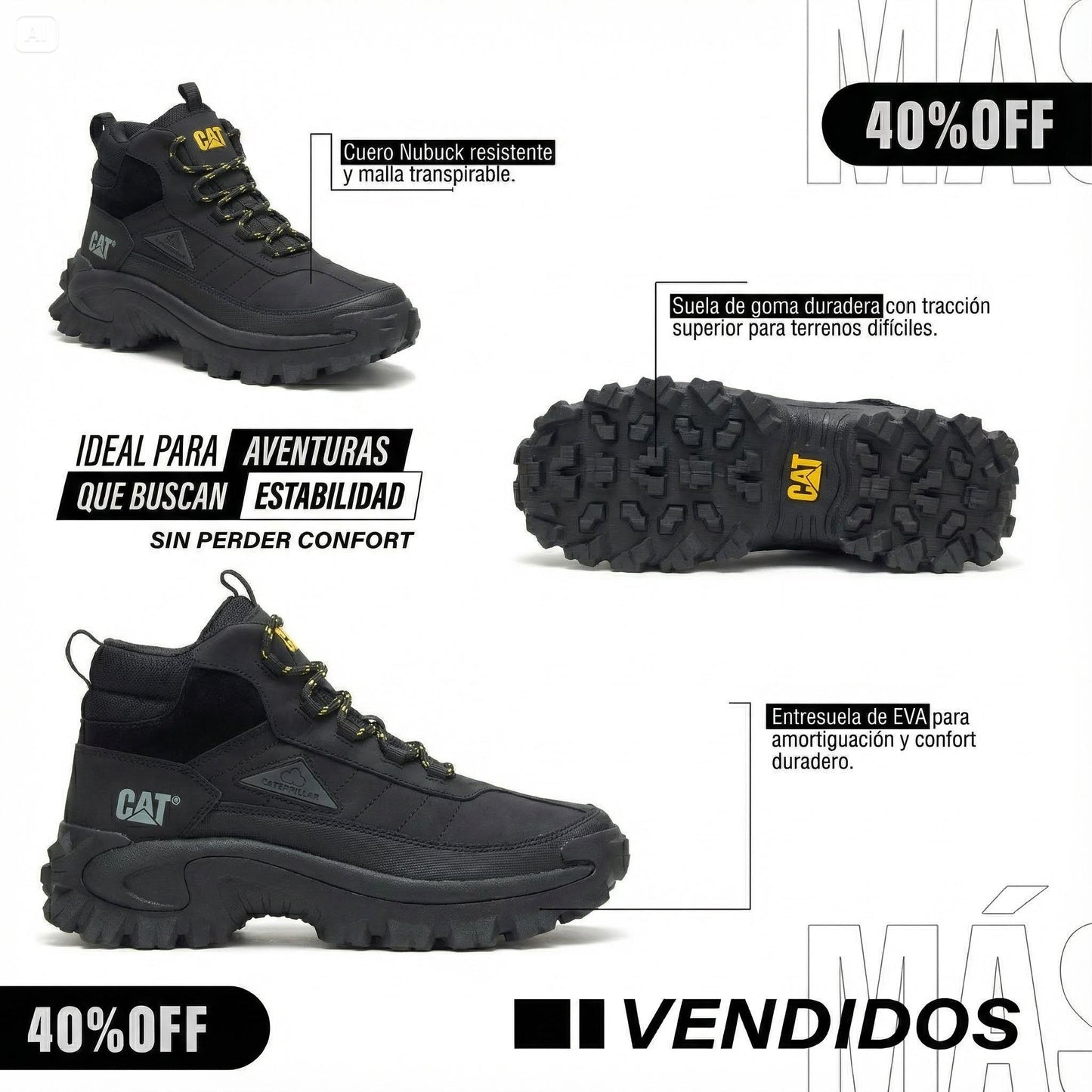 Bota Cat Intruder Galosh Mid - Calidad Premium